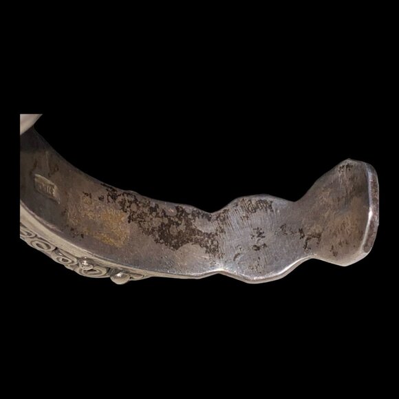 Malachite Cuff 6.25" Bracelet Southwestern Handmade Sterling Silver 925 - Picture 7 of 9